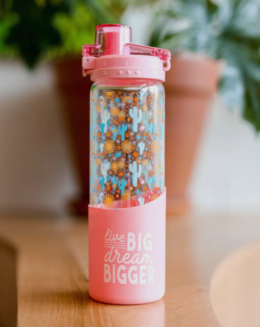 Live Big Glass Water Bottle