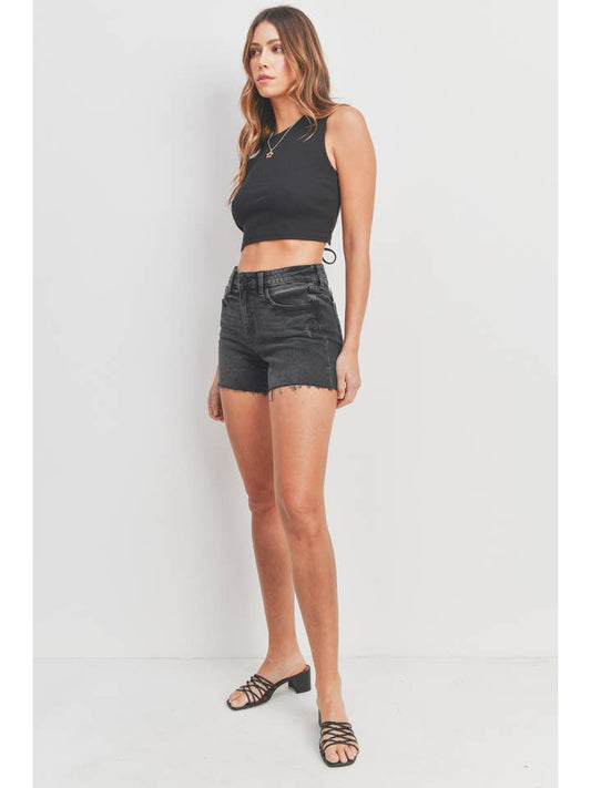 Washed Black High Rise Short by Just USA